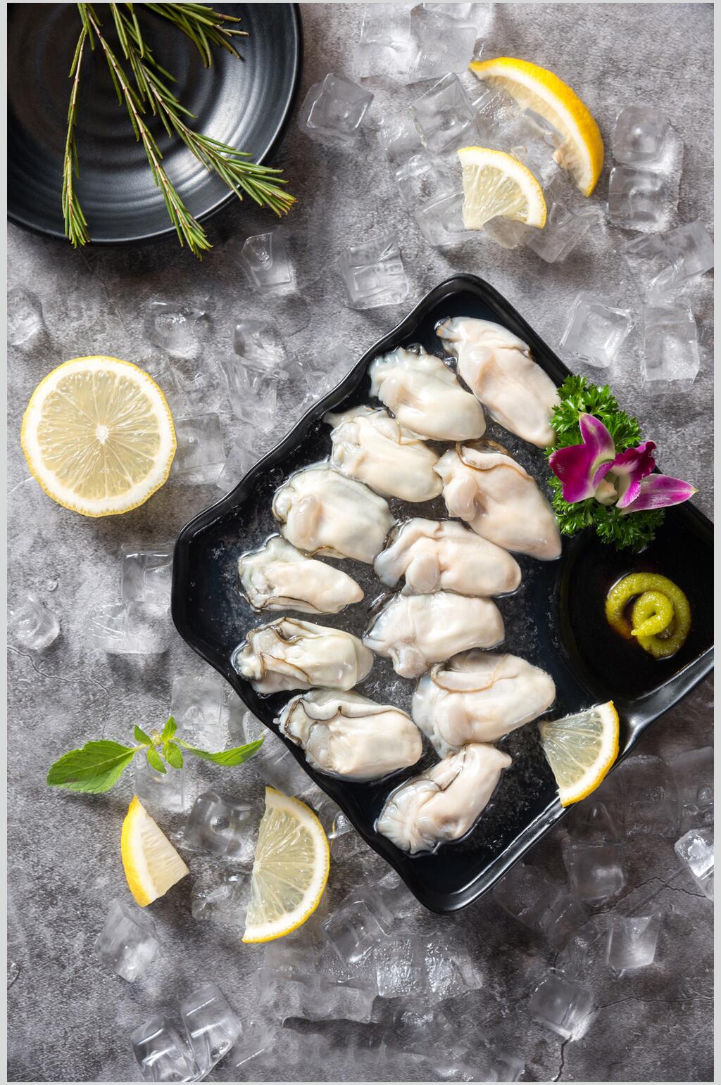 两排生的海鲜烧烤美食高清图片素材