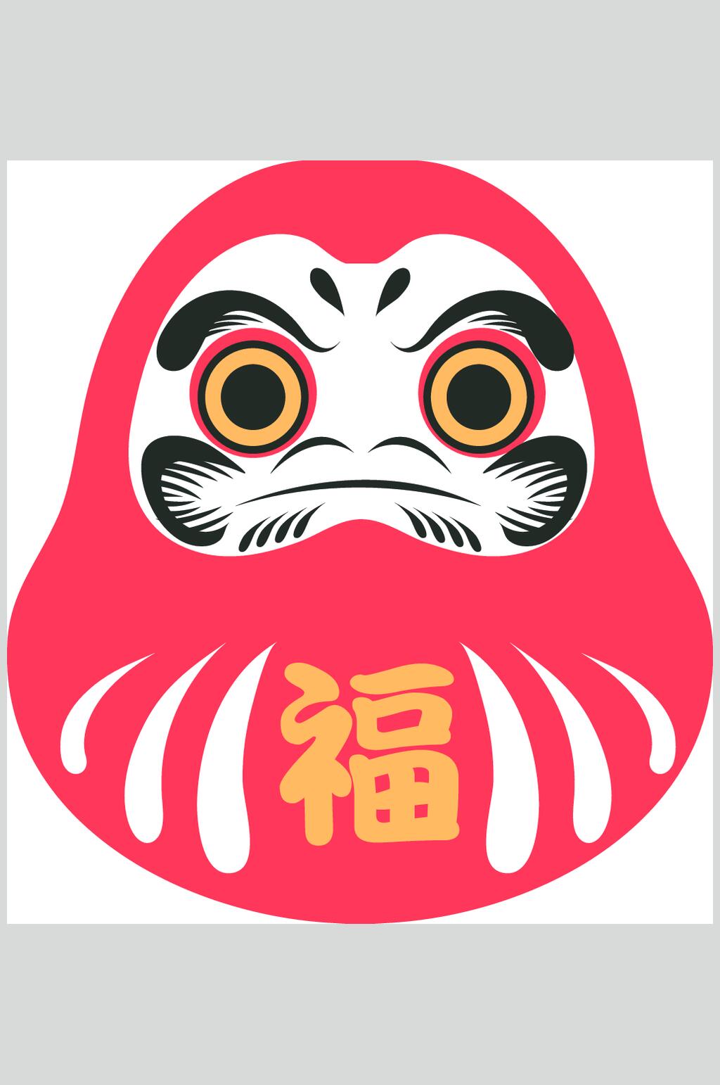 红色清新日式卡通招財貓矢量素材素材
