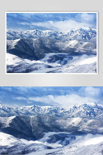 蓝天雪山雪景摄影图片