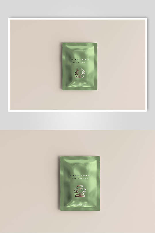 袋子黄绿大气高端面膜包装样机-众图网