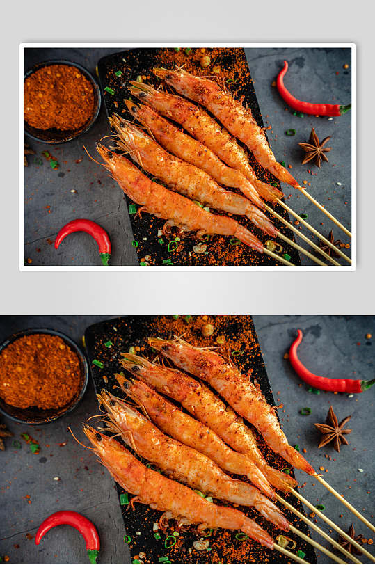 创意基围虾烧烤美食高清图片