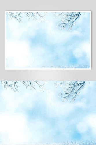 蓝白模糊发光冬季雪景高清图片