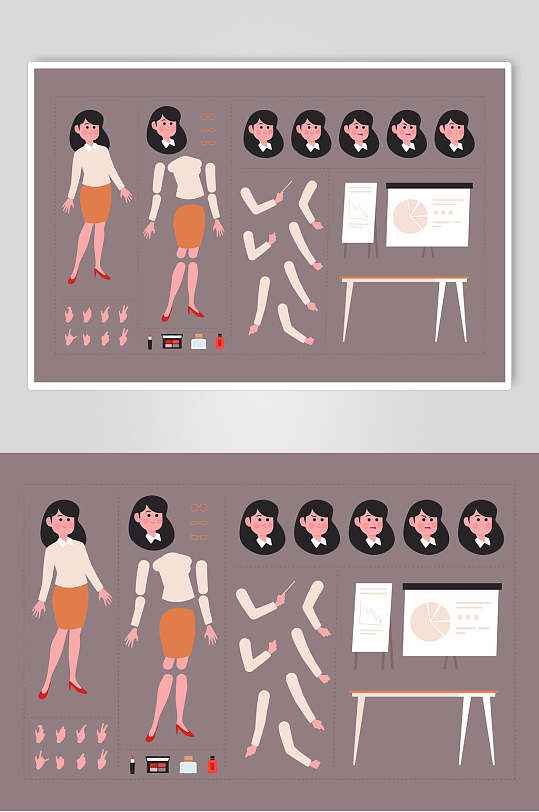 简约动画人体分解矢量素材