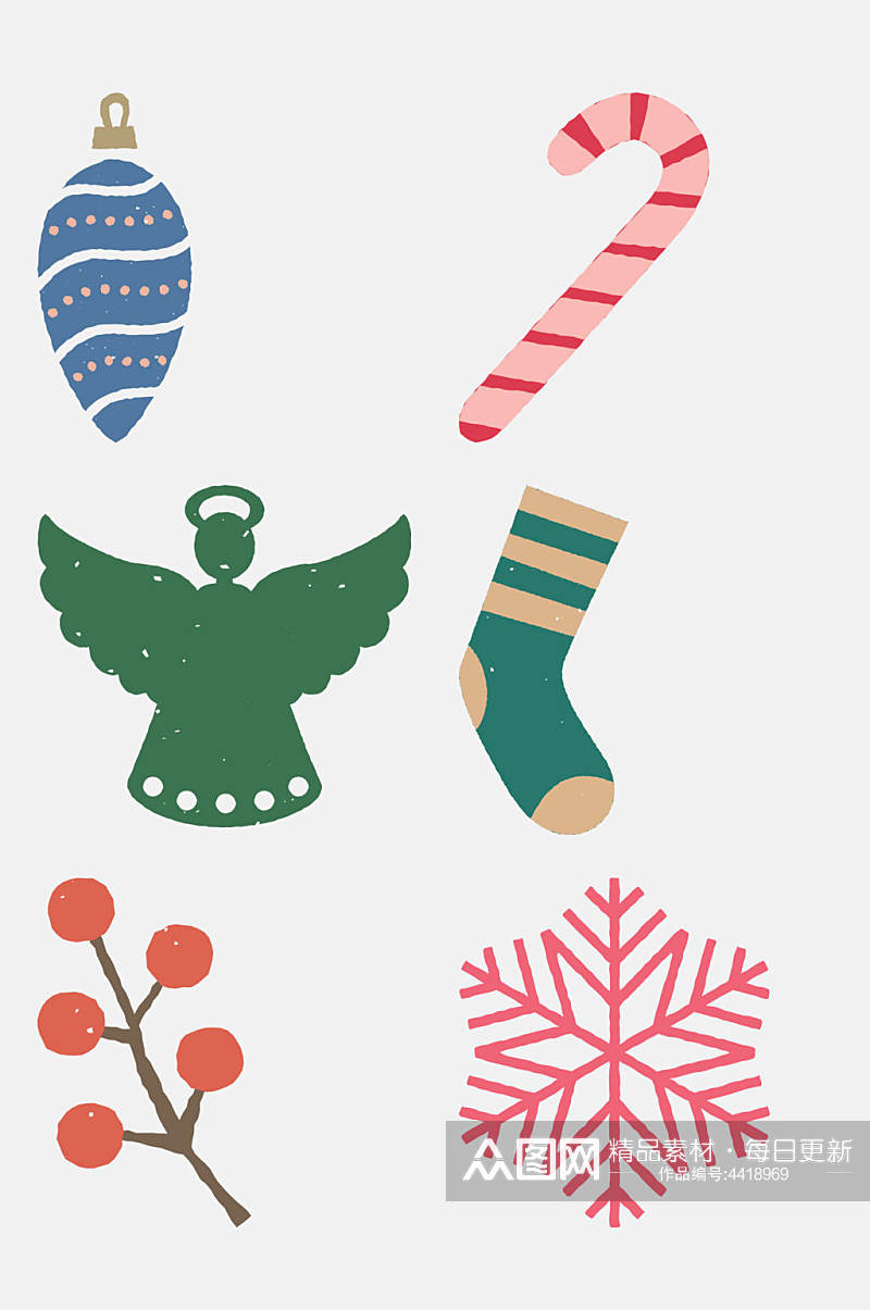 袜子雪花儿童卡通圣诞图案免抠素材素材