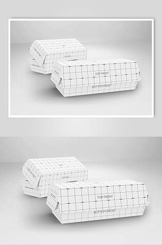 方格线条英文纸质包装纸盒样机