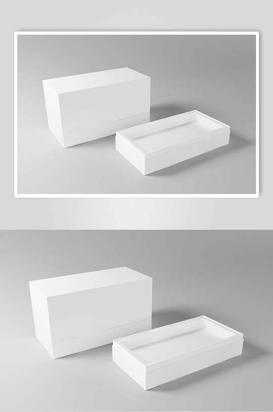 白色长方形纸盒包装盒样机
