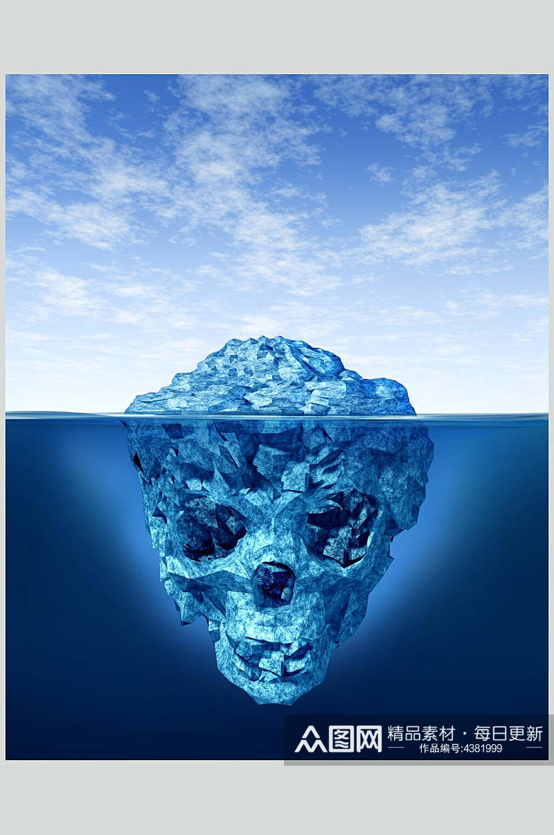 类似骷髅头的海面浮冰冰川冰雪风景图片素材