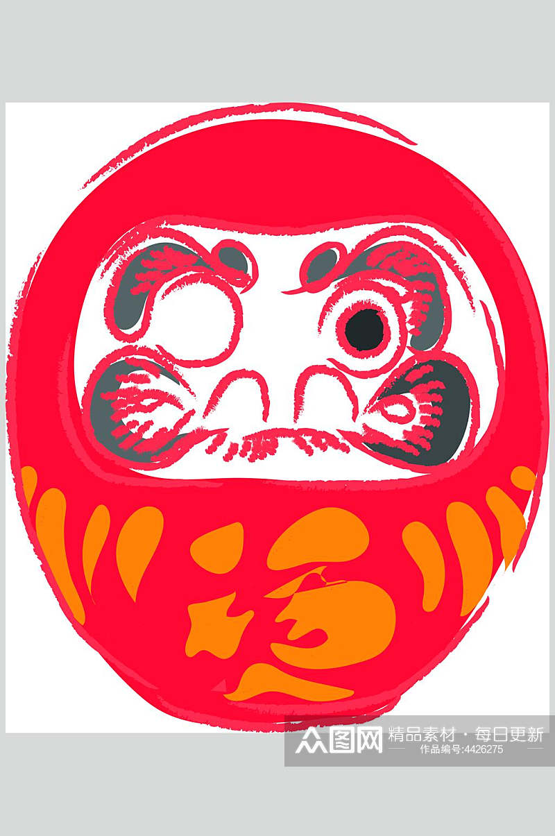 红黄手绘日式卡通招財貓矢量素材素材