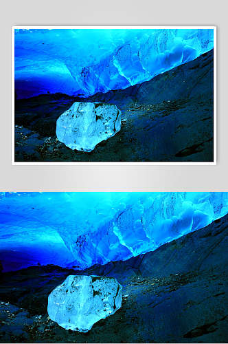 蓝色冰川冰雪风景图片