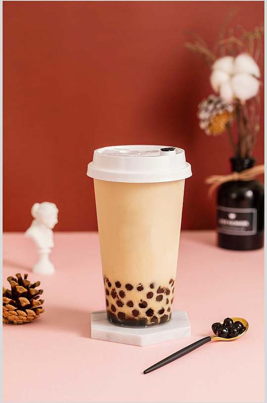 珍珠竖版奶茶果汁摆拍图片