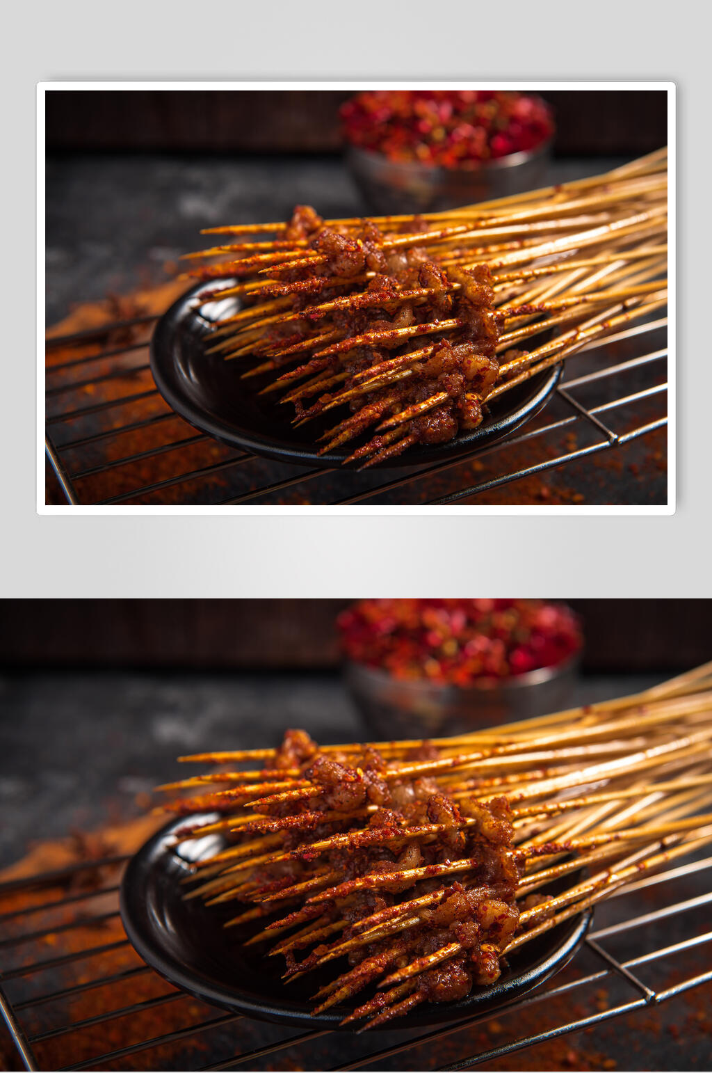 一大把竹签肉烧烤美食高清图片素材