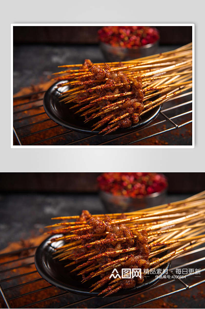 一大把竹签肉烧烤美食高清图片素材