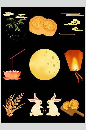 月亮中秋装饰图案素材