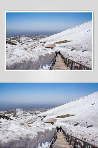 开阔雪地吉林长白山山顶风光摄影图片