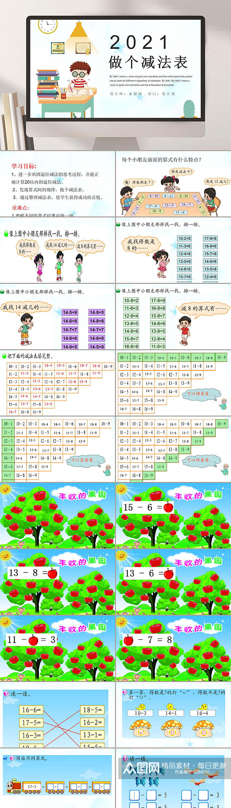 小学数学减法表课件PPT素材