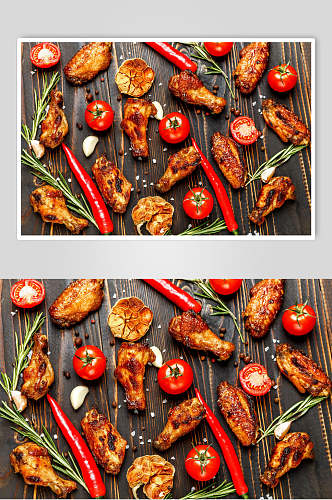 小番茄红辣椒烤肉韩式炸鸡图片