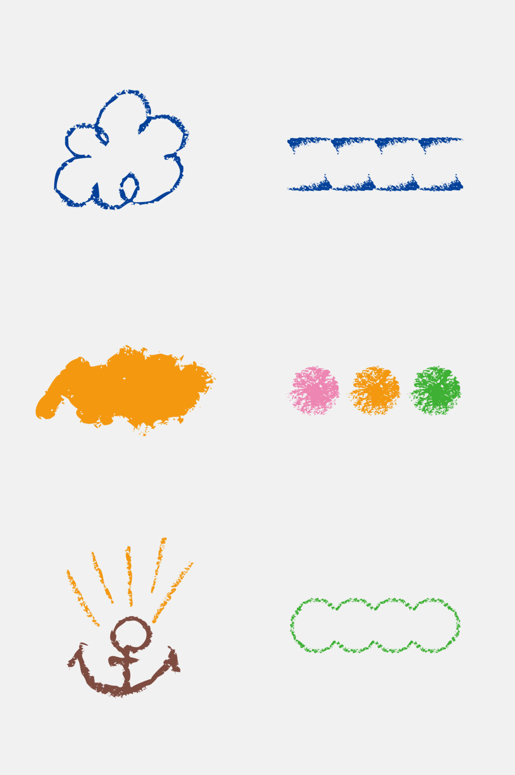 绿色云朵儿童蜡笔涂鸦免抠素材