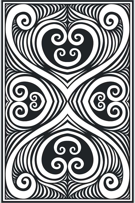 花纹黑白的巴洛克纹饰矢量素材