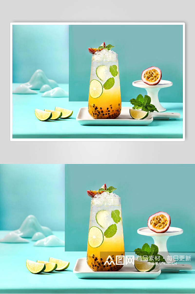 绿柠檬清新果汁奶茶摆拍图片素材