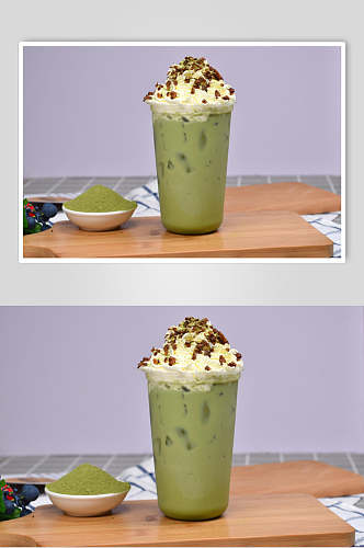 绿色奶茶果汁创意摆拍图片