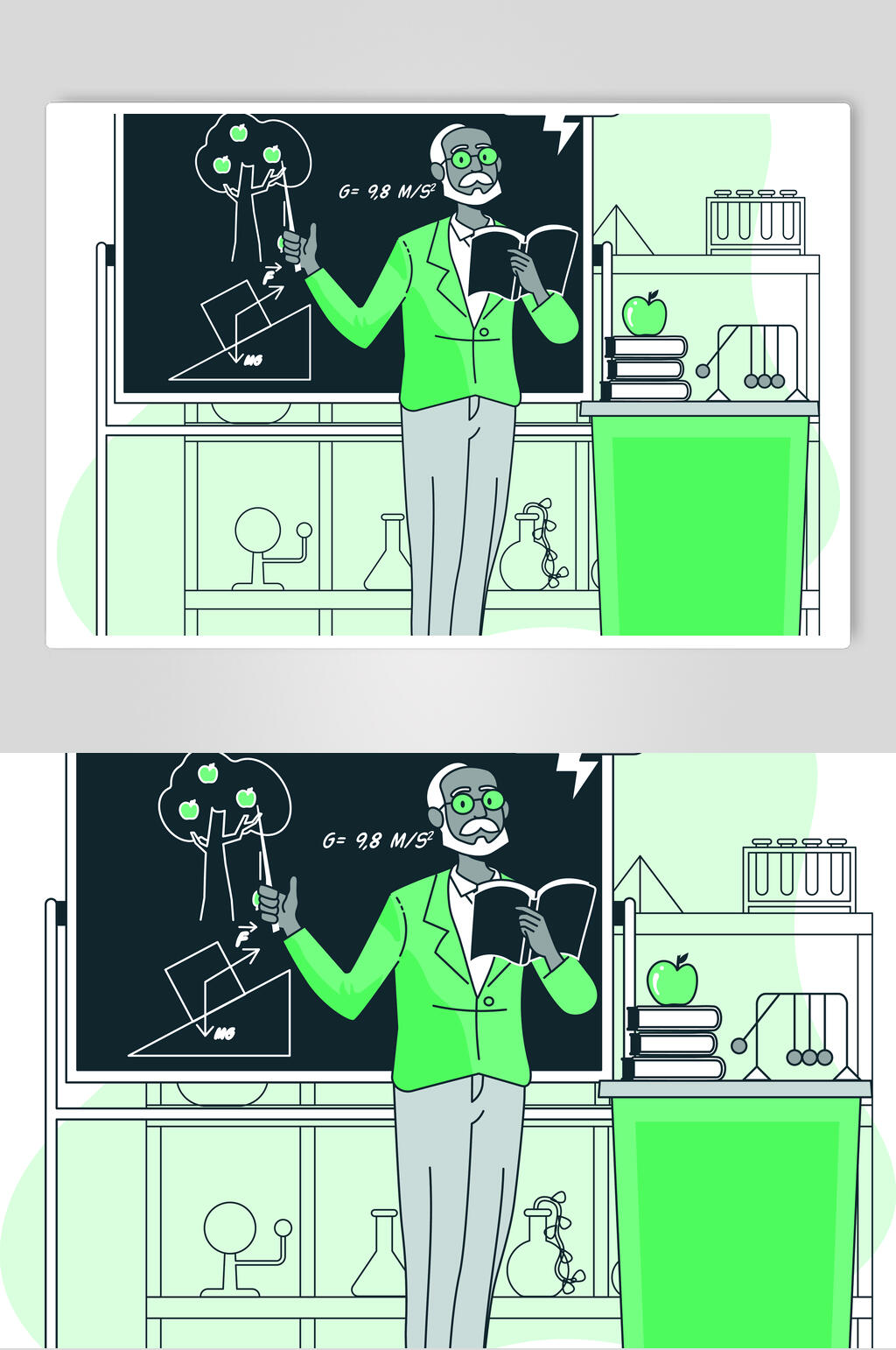 手绘教师校园矢量素材素材