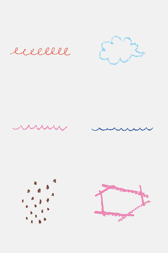 粉色波浪线儿童蜡笔涂鸦免抠素材