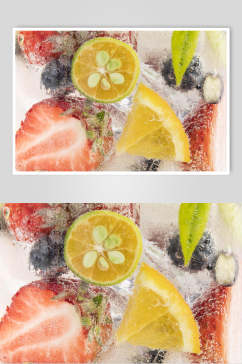 金桔草莓蓝莓冰镇水果图片
