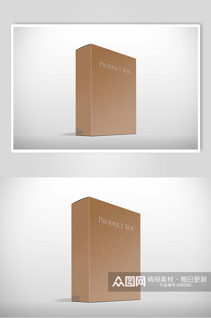 英文字母立体棕色纸盒包装盒样机素材