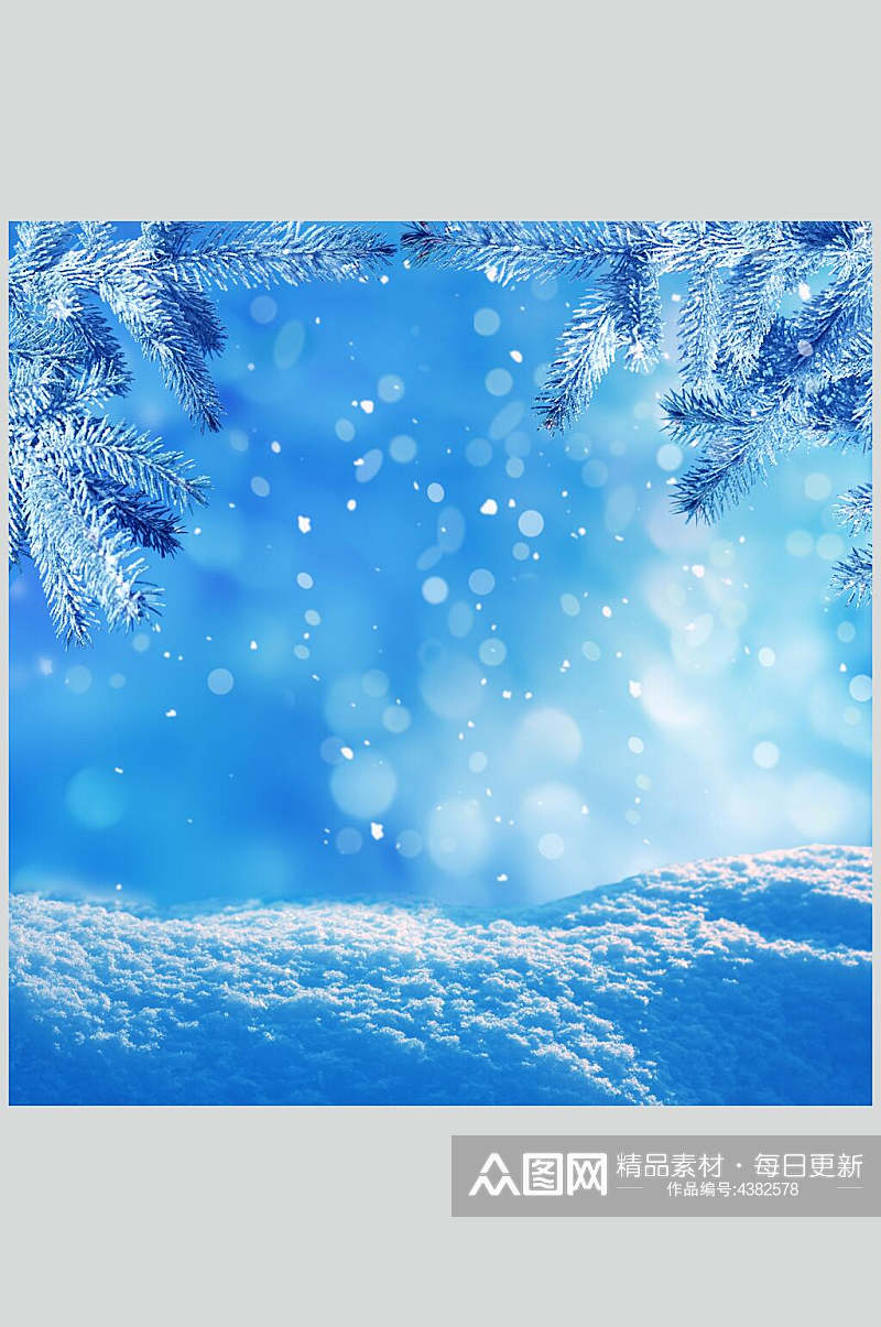 蓝白灯光冬季雪景高清图片素材