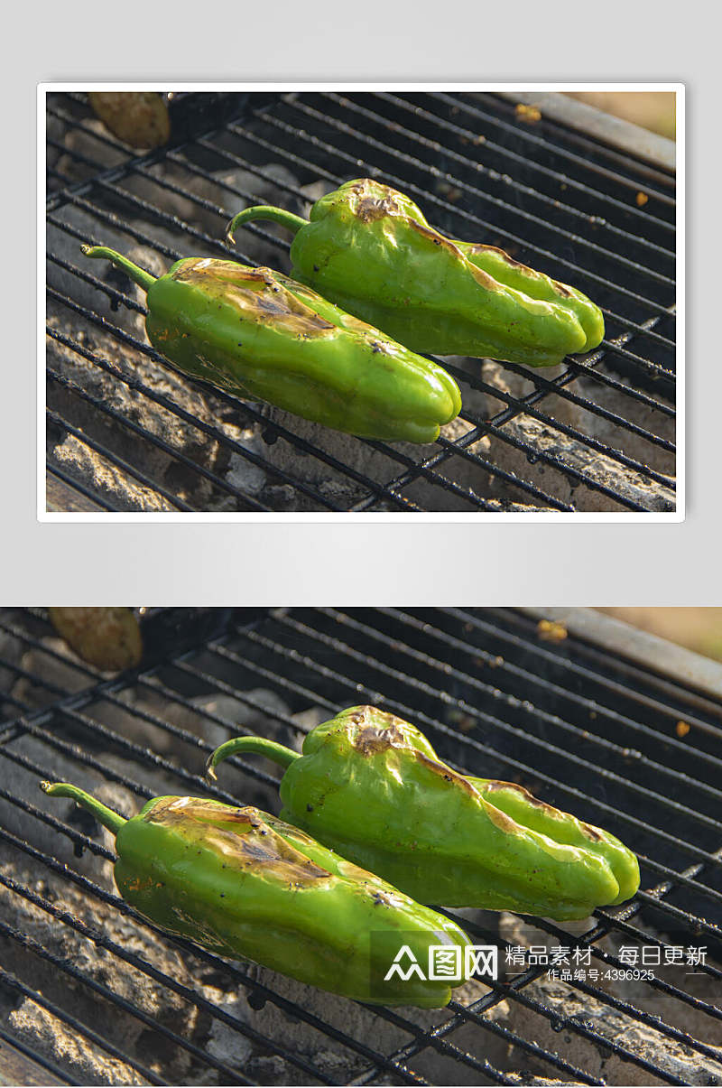 烤青椒两个烧烤美食高清图片素材