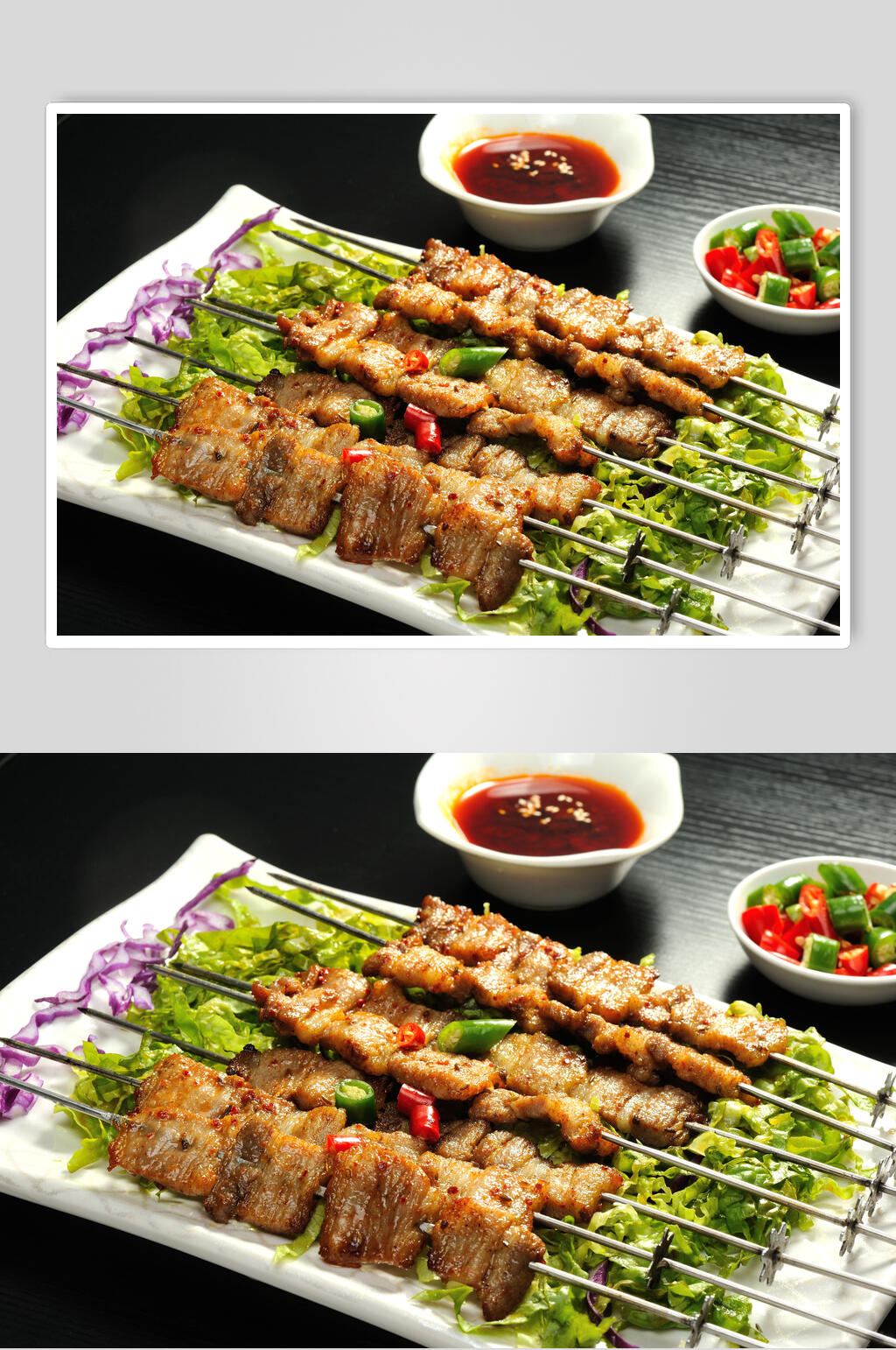 五花肉蘸料烤肉串美食图片素材