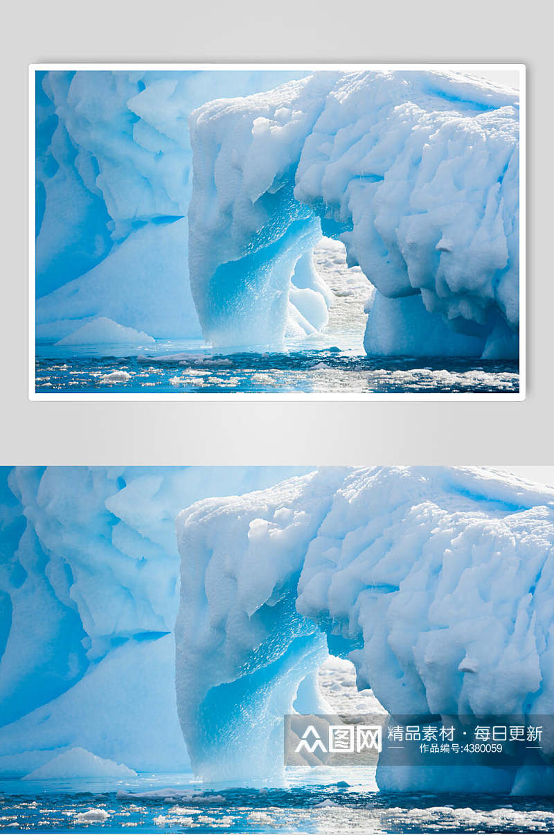 蓝色冰块冰川冰雪风景图片素材