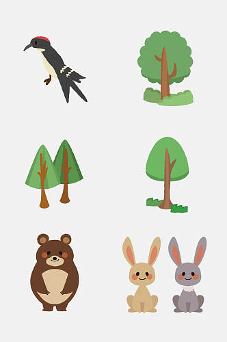 兔子卡通北欧森林动物免抠素材