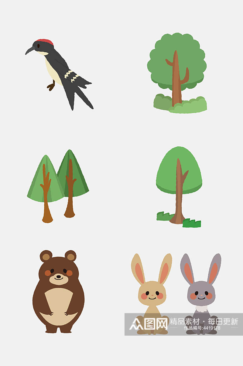 兔子卡通北欧森林动物免抠素材素材