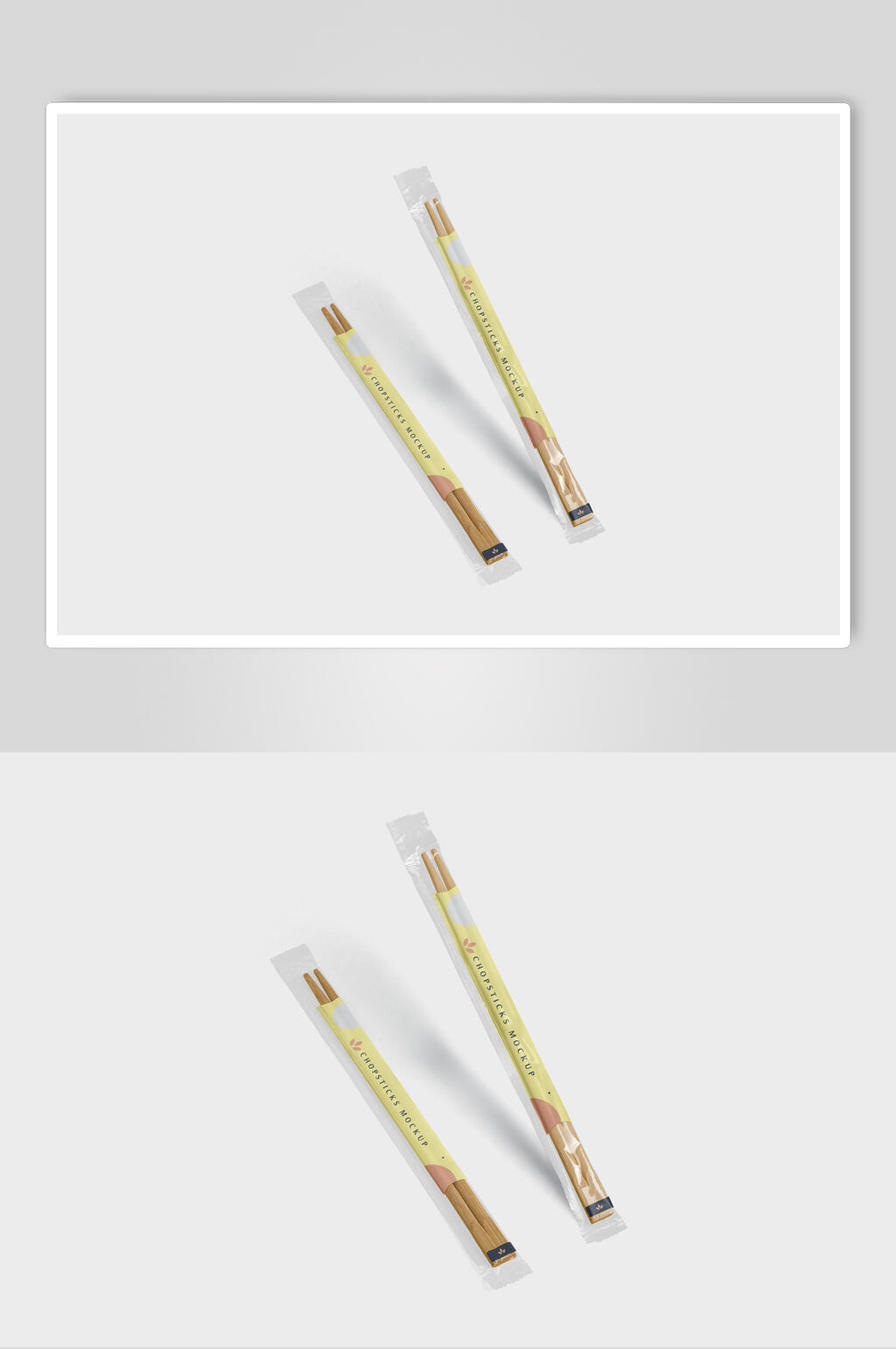 长方形英文字母筷子纸质包装样机素材