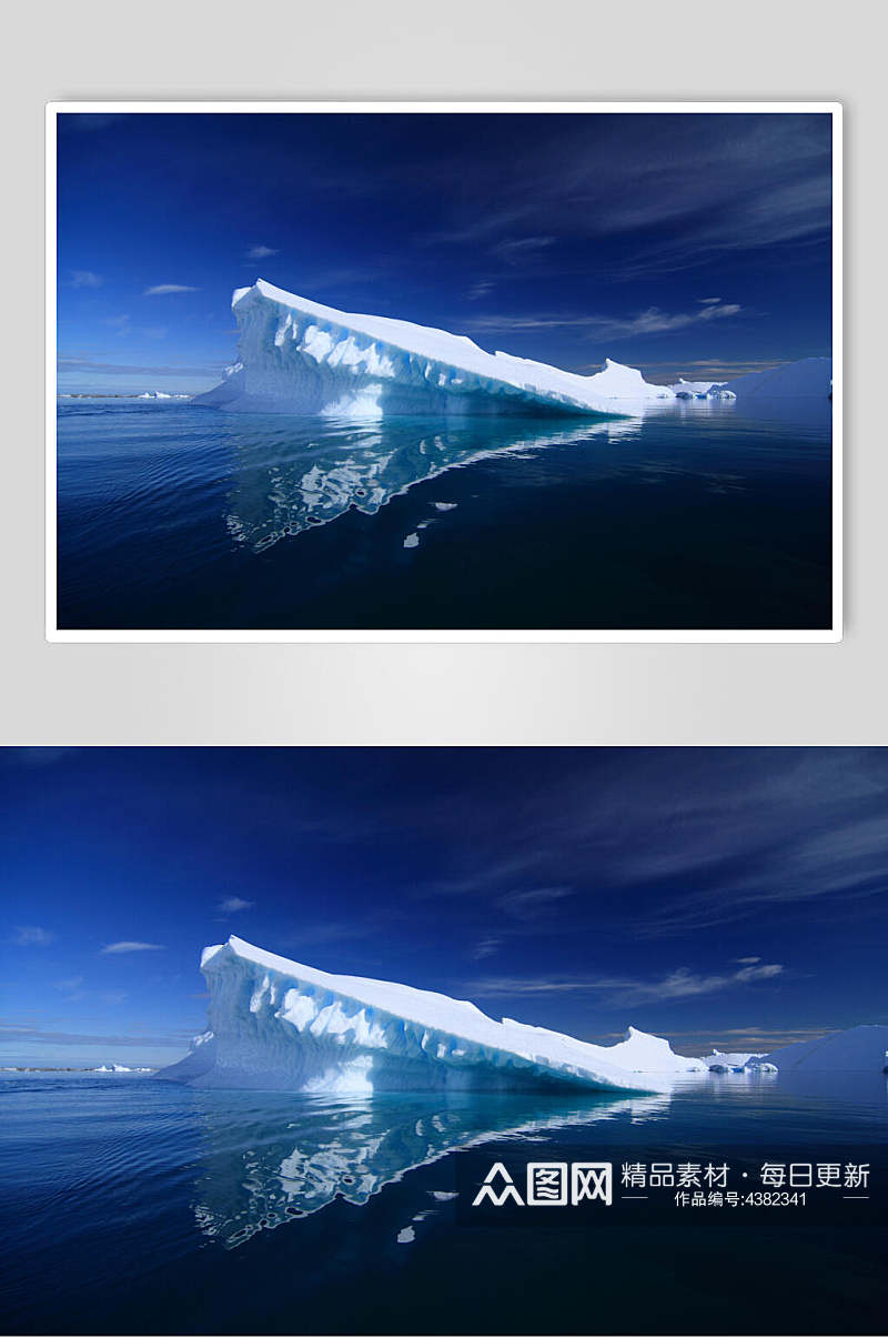 深蓝色冰川冰雪风景图片素材