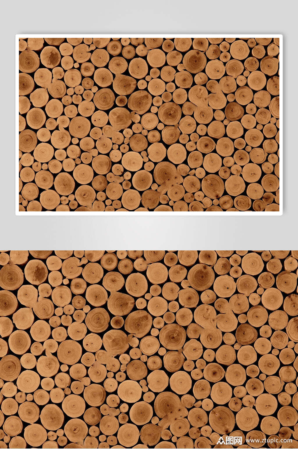 黄色圆木桩木纹面图片素材