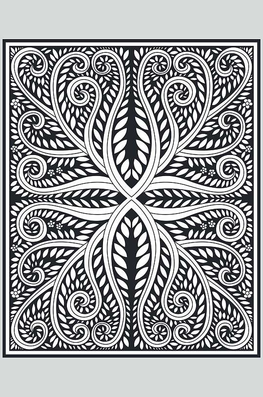 花纹黑白巴洛克纹饰矢量素材