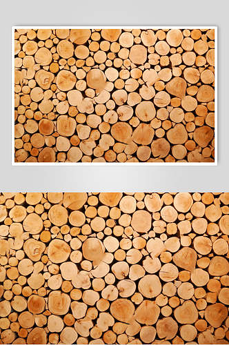 圆木桩密集排布木纹面图片
