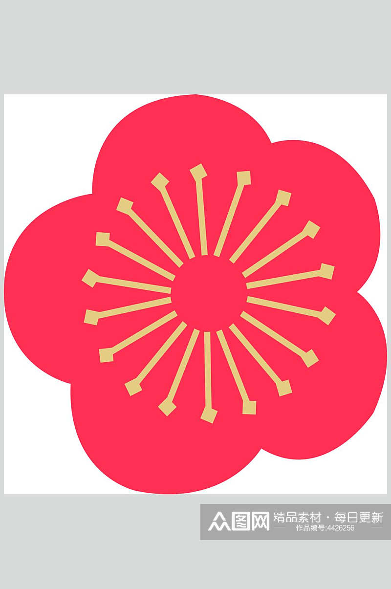 花朵唯美红日式卡通招財貓矢量素材素材
