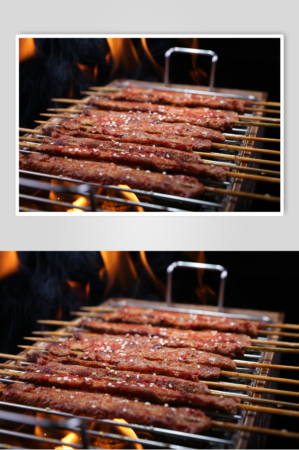 白色芝麻烤肉串美食图片素材