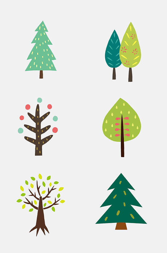 手绘卡通北欧森林动物免抠素材