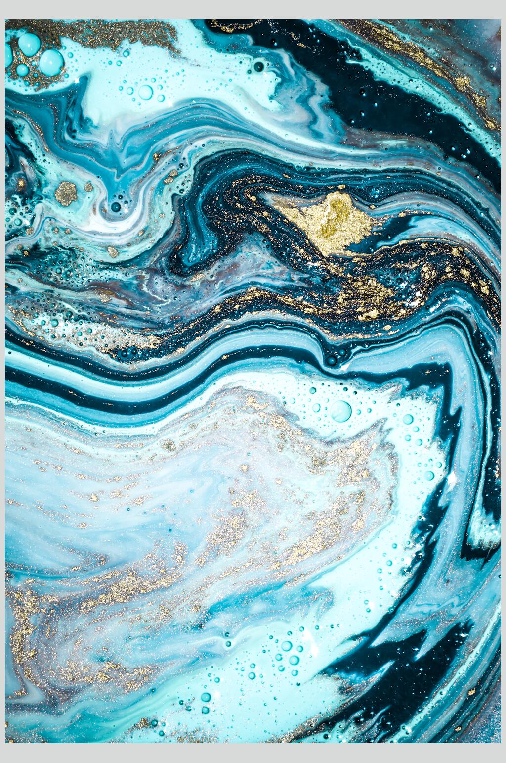 蓝色碧金油彩湿拓图片素材