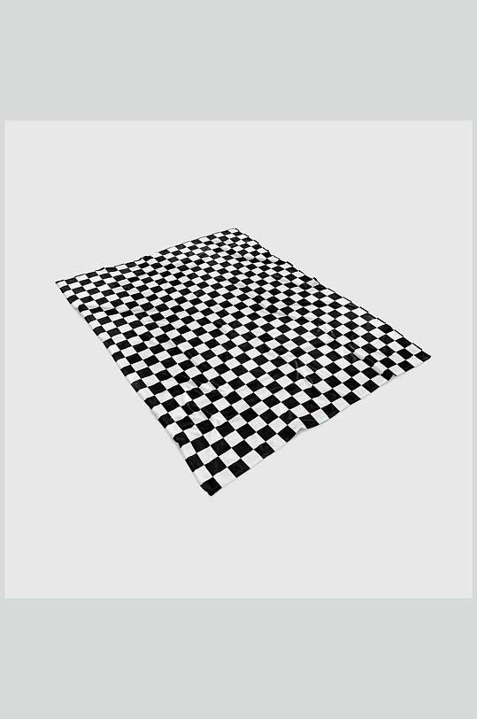 长方形黑白色简约大气毛毯样机