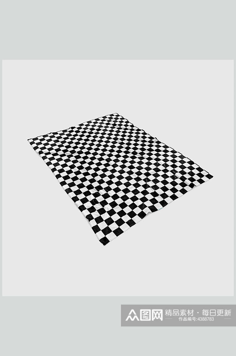 长方形黑白色简约大气毛毯样机素材