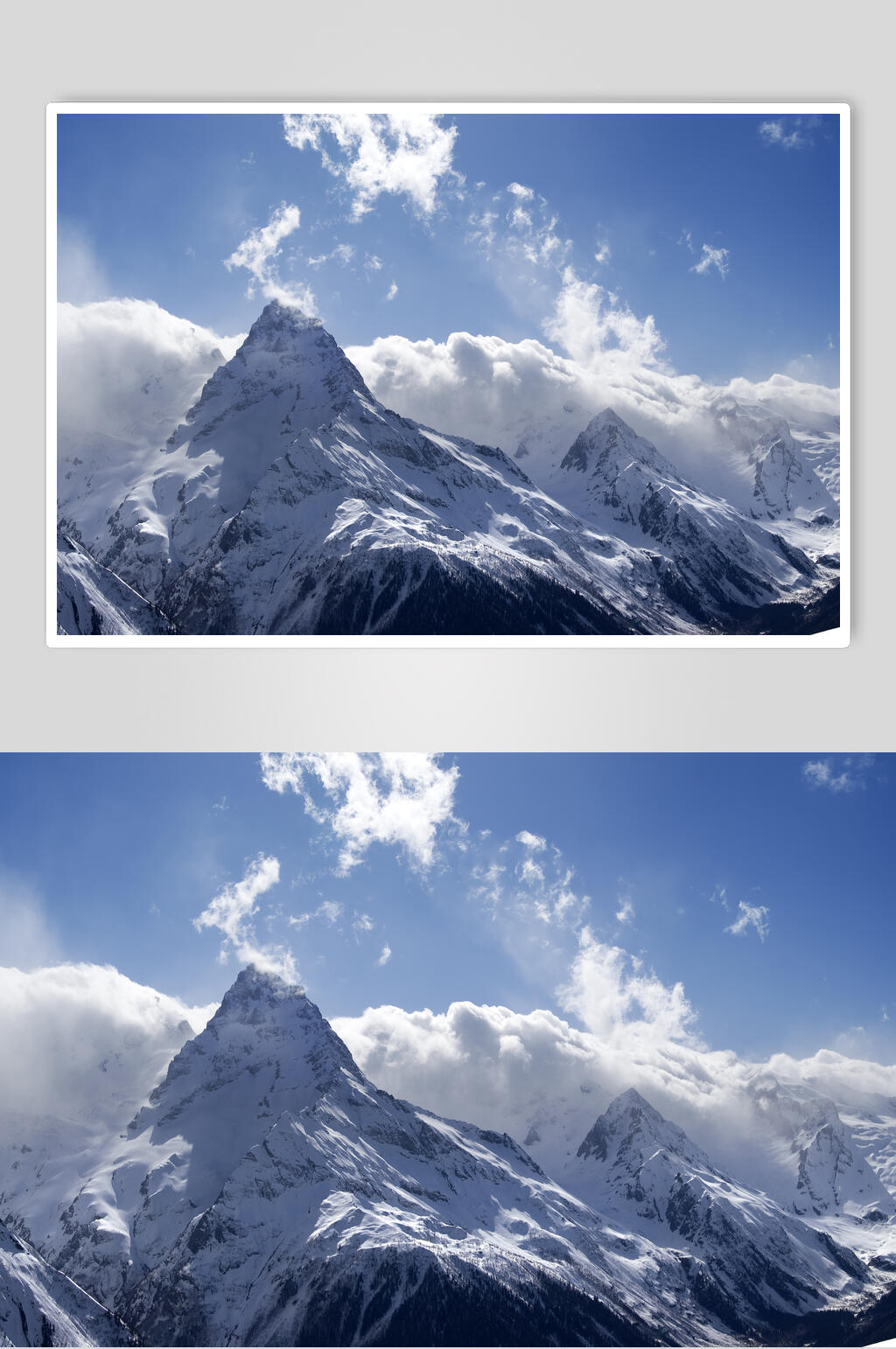 光照雪山云雾雪山雪景摄影图片素材