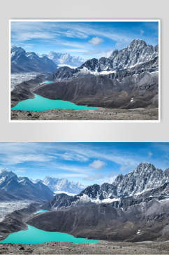 清水山脉白云雪山雪景摄影图片