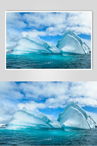 蓝绿色透明冰川冰雪风景图片