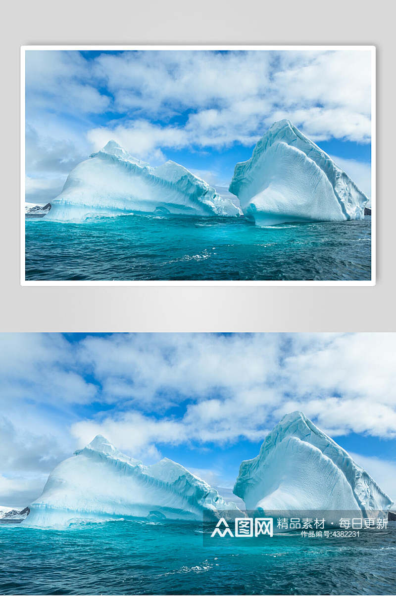 蓝绿色透明冰川冰雪风景图片素材