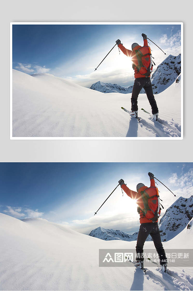 极限雪山实拍滑雪图片素材